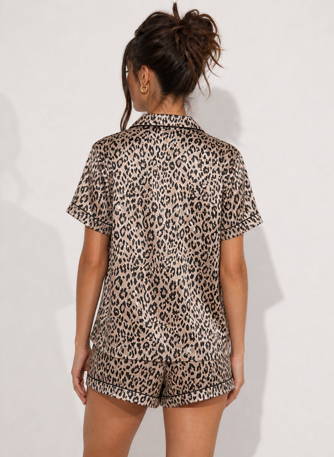 Steve Madden Satin Leopard Print Sleep Set Lightweight Pajamas