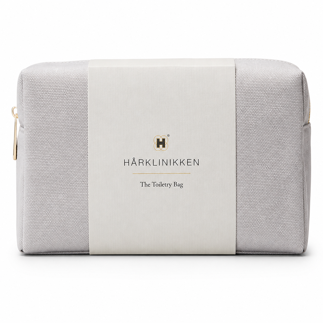 Harklinikken Warm Gray Cotton Toiletry Bag Gold Hardware