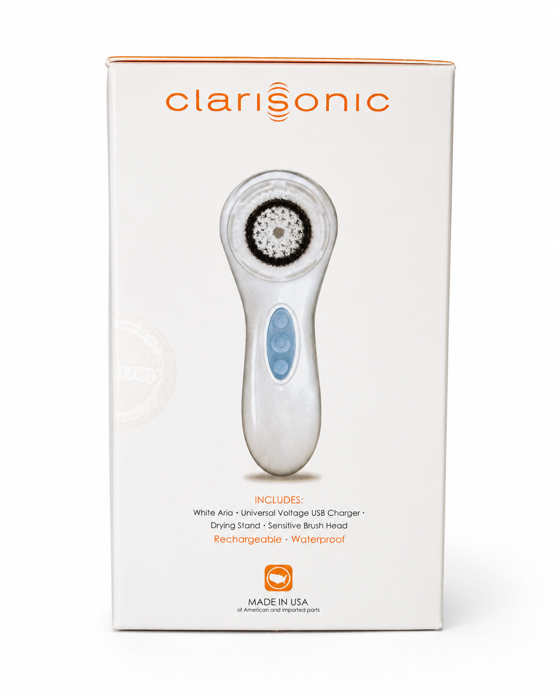 Clarisonic facial cleansing device packaging on a white background