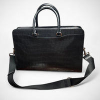 Coach Beckett Structured Brief F73526 – Croc-Embossed Leather Laptop Bag (Black) (Pre-Owned)