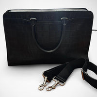 Coach Beckett Structured Brief F73526 – Croc-Embossed Leather Laptop Bag (Black) (Pre-Owned)