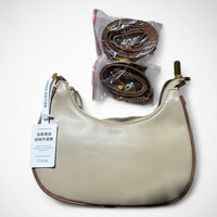 Cream & Caramel Two-Tone Shoulder Bag with Adjustable Strap – Everyday Purse