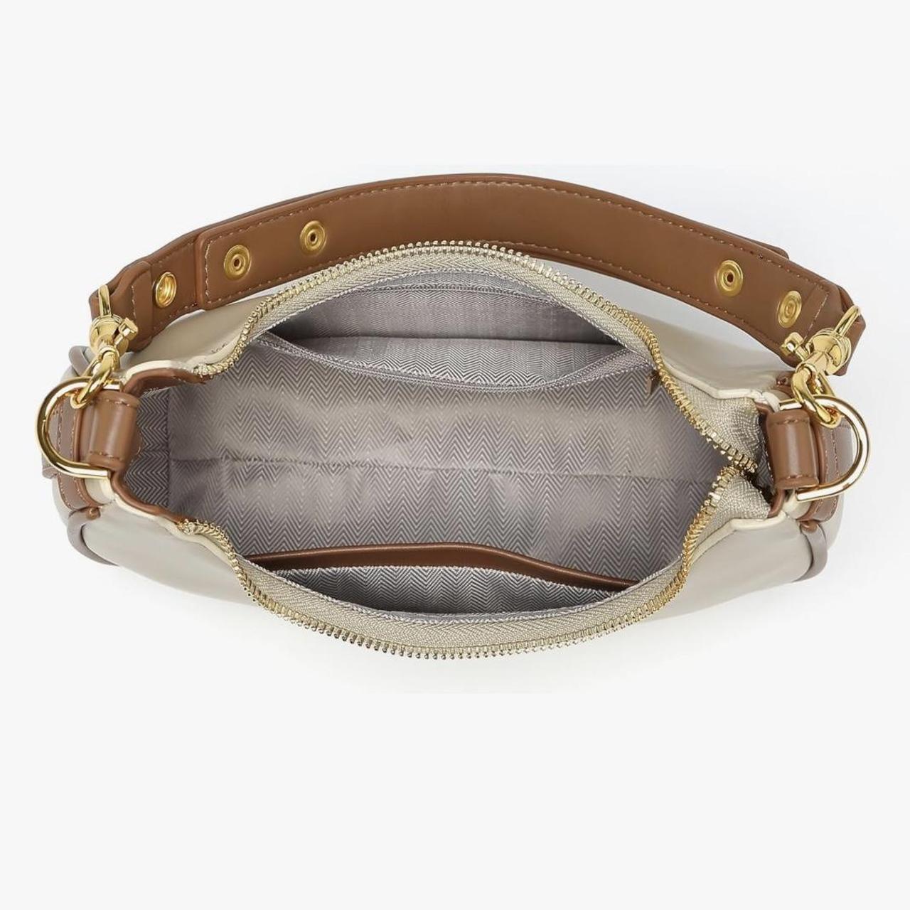 Cream & Caramel Two-Tone Shoulder Bag with Adjustable Strap