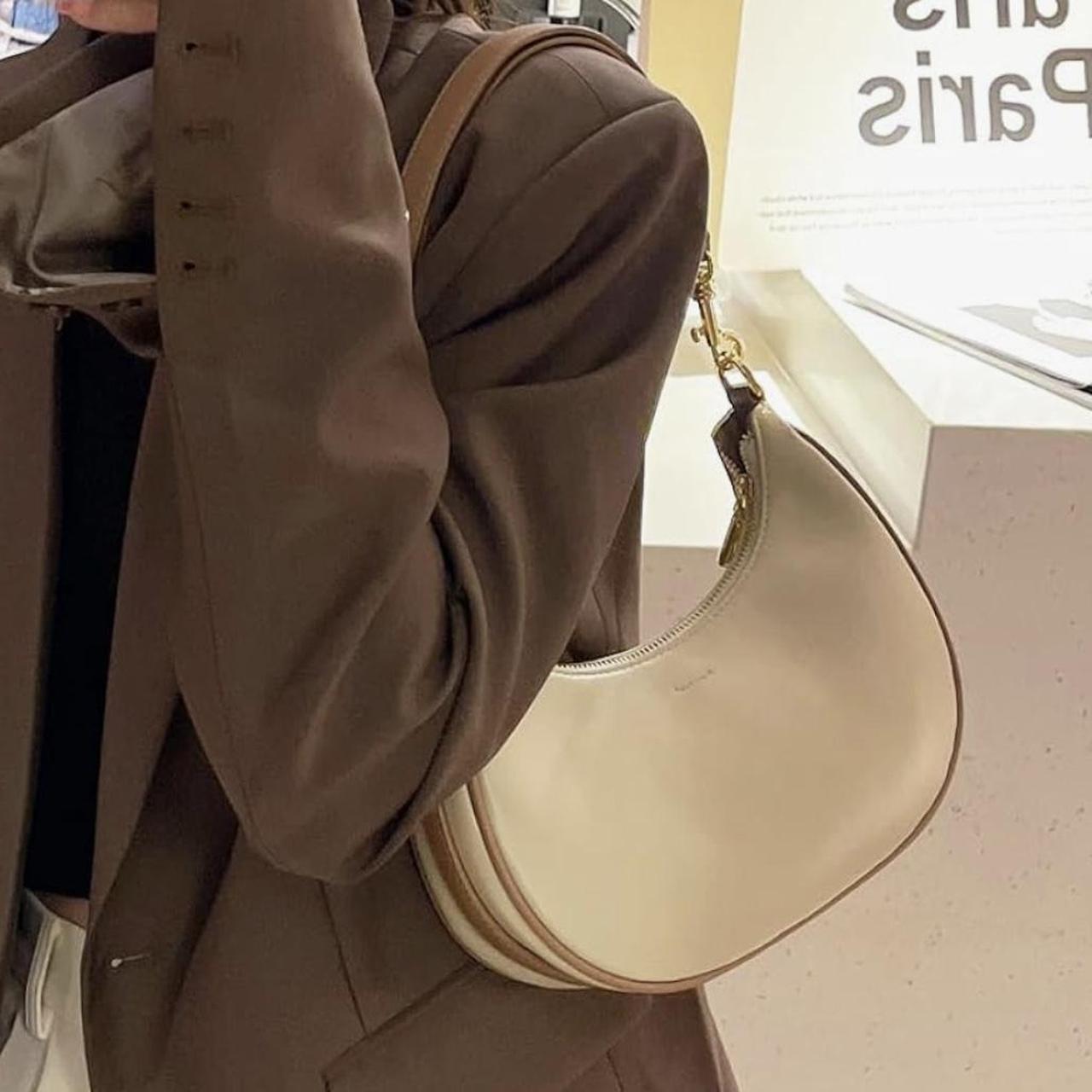 Cream & Caramel Two-Tone Shoulder Bag with Adjustable Strap