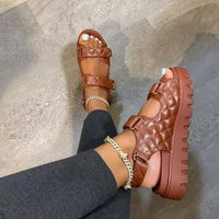 Women’s Quilted Open Toe Platform Sandals Strap Casual Slide Shoes