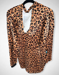 Women’s Juicy Couture Leopard Sherpa Hoodie Dress Cozy Lounge Sleepwear