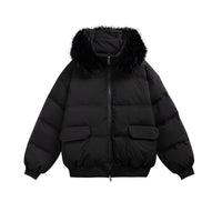 Women’s Faux Fur Hooded Puffer Parka Coat Warm Winter Jacket with Pockets