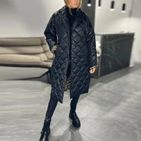 Women’s Long Quilted Jacket Loose Fit Winter Outerwear