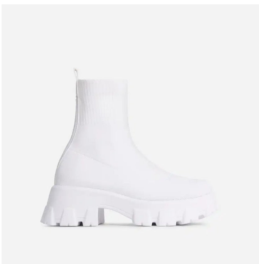 Chunky Knit Sock-Fit Ankle Boots - Gloss & Grit