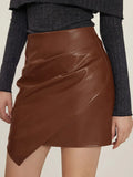 Ruched Faux Leather High-Waist Mini Skirt - Gloss & Grit