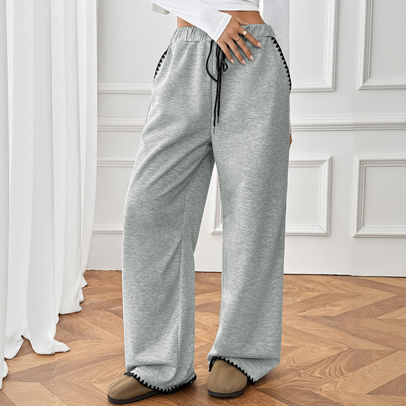 High-Waist Wide-Leg Lounge Pants with Pockets