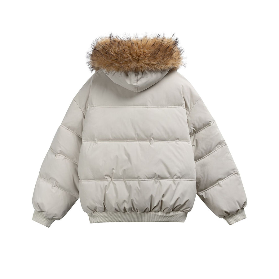 Women’s Faux Fur Hooded Puffer Parka Coat Warm Winter Jacket with Pockets