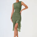 Sleeveless Pleated Waist Backless Midi Dress - Gloss & Grit