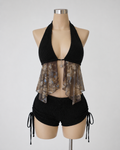 Farrah Halter Short Set in Black on Mannequin