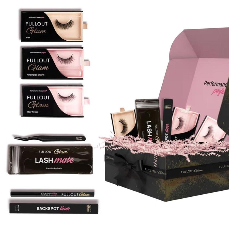 Full Out Glam Magnetic Eyelashes & Eyeliner Kit with Applicator – Set of 3 Reusable Lash Sets