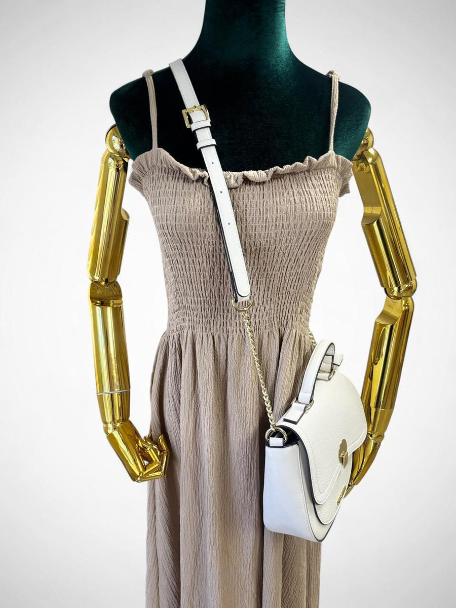 Women’s Beige Smocked Maxi Dress (Pre-owned)