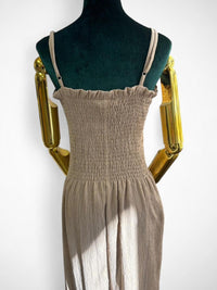 Women’s Beige Smocked Maxi Dress (Pre-owned)