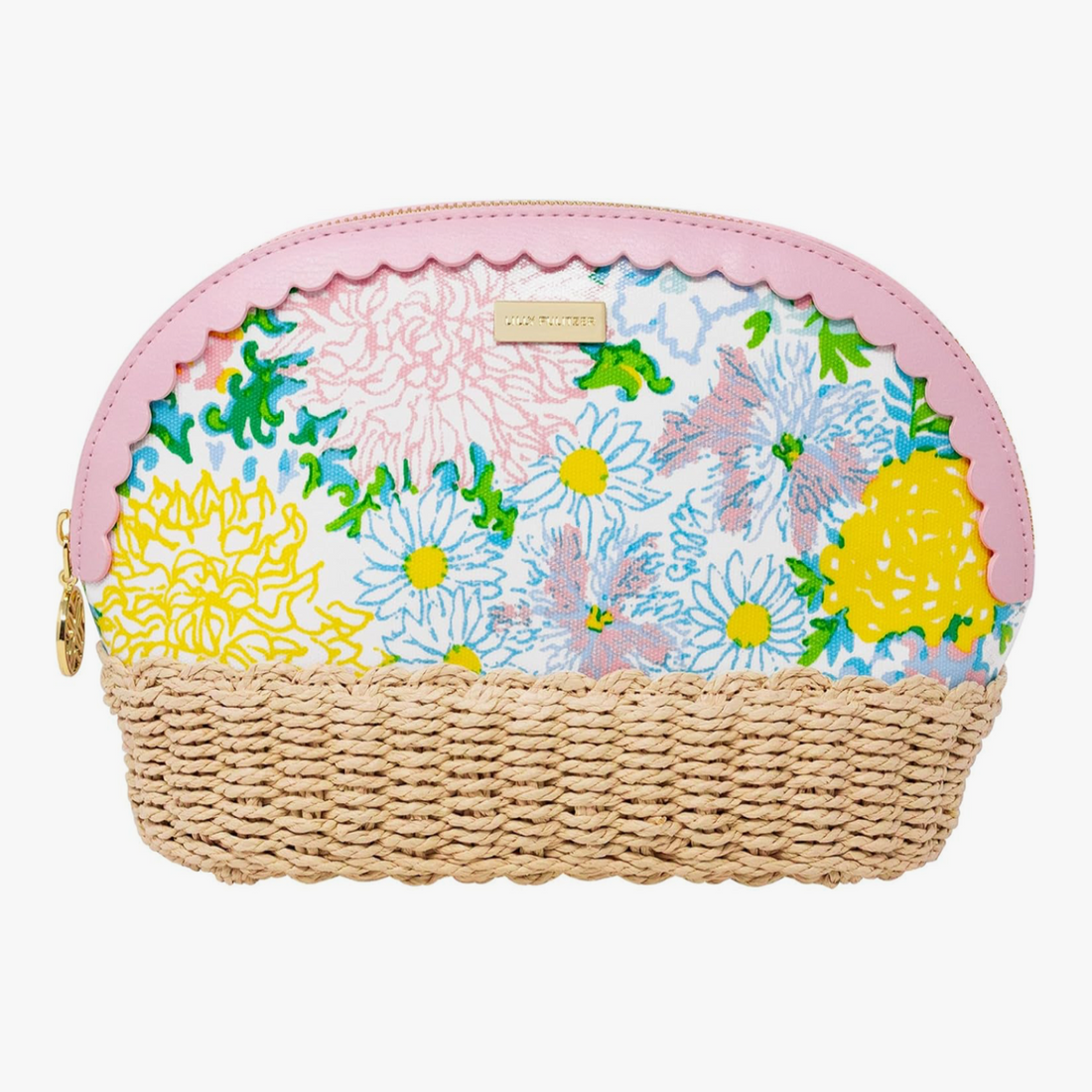 Lilly Pulitzer Raffia Scalloped Zipper Pouch