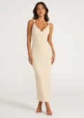 Ribbed Knit Open Cross-Back Maxi Dress