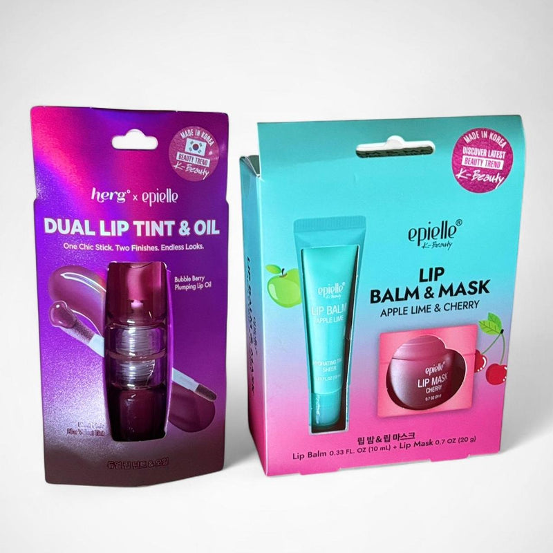 K-Beauty Lip Bundle – Epielle Lip Balm & Mask + Herg Dual Tint & Oil Set