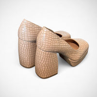 Katy Perry “Uplift” Croc-Embossed Platform Pumps – Nude Block Heels Size 6 (Pre-owned)