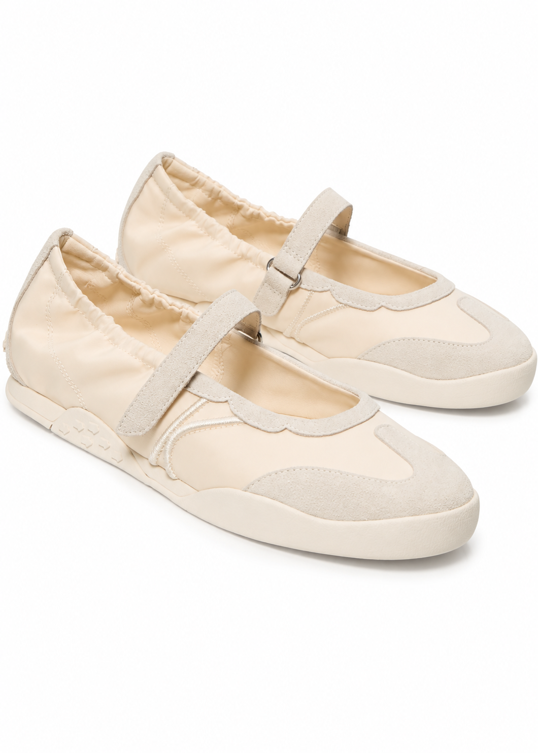 Pair of Kate Spade Drift cream Mary Jane sneakers with suede toe caps