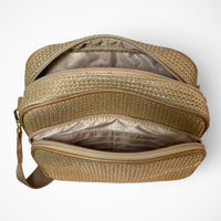 Khaki Woven Crossbody Bag with Adjustable Strap – Everyday Travel Shoulder Bag