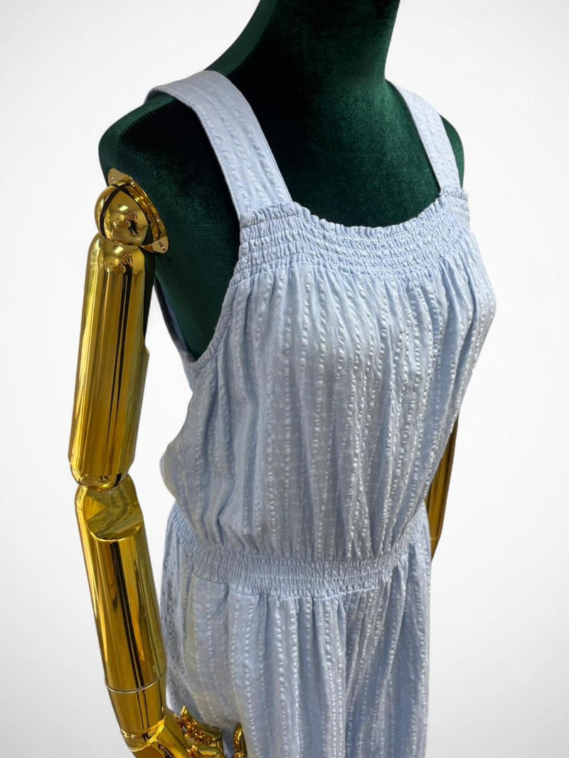 Women’s Light Blue Smocked Wide-Leg Jumpsuit (Pre-owned) Summer Casual Outfit