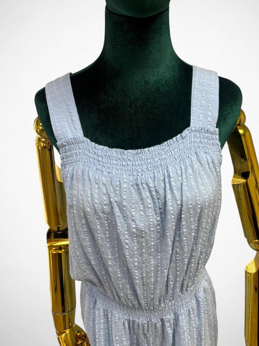 Women’s Light Blue Smocked Wide-Leg Jumpsuit (Pre-owned) Summer Casual Outfit