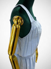 Women’s Light Blue Smocked Wide-Leg Jumpsuit (Pre-owned) Summer Casual Outfit