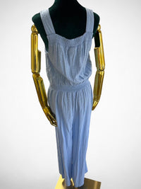 Women’s Light Blue Smocked Wide-Leg Jumpsuit (Pre-owned) Summer Casual Outfit