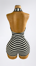 Lola Ring Detail Halter Romper Manequin Back