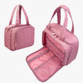 Pink Quilted Makeup Travel Organizer Bag - Gloss & Grit