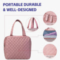 Pink Quilted Makeup Travel Organizer Bag - Gloss & Grit