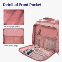 Makeup Travel Organizer Bag – Pink Quilted Toiletry & Brush Storage Case