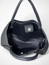 Black Vegan Leather Tote Bag Structured Top Handle Handbag