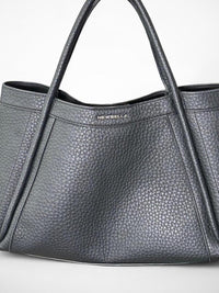 Black Vegan Leather Tote Bag Structured Top Handle Handbag