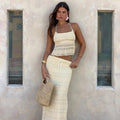 Ruched Halter Top and Maxi Skirt Set - Gloss & Grit