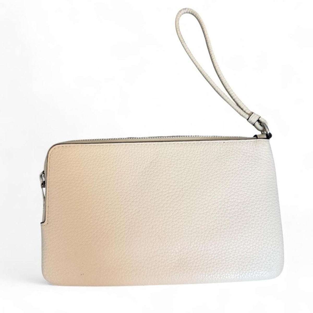 Coach Light Saddle and Chalk double zip wristlet wallet back