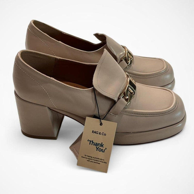 Women’s Rag & Co Morgan Platform Loafers – Gold Chain Block Heel