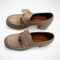 Women’s Rag & Co Morgan Platform Loafers – Gold Chain Block Heel