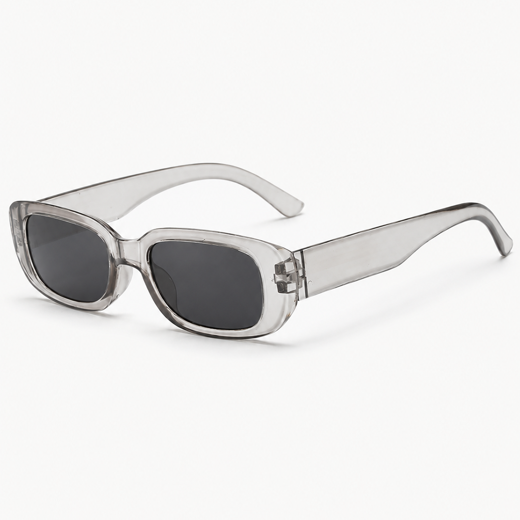 Slim Rectangle Sunglasses in Transparent Gray