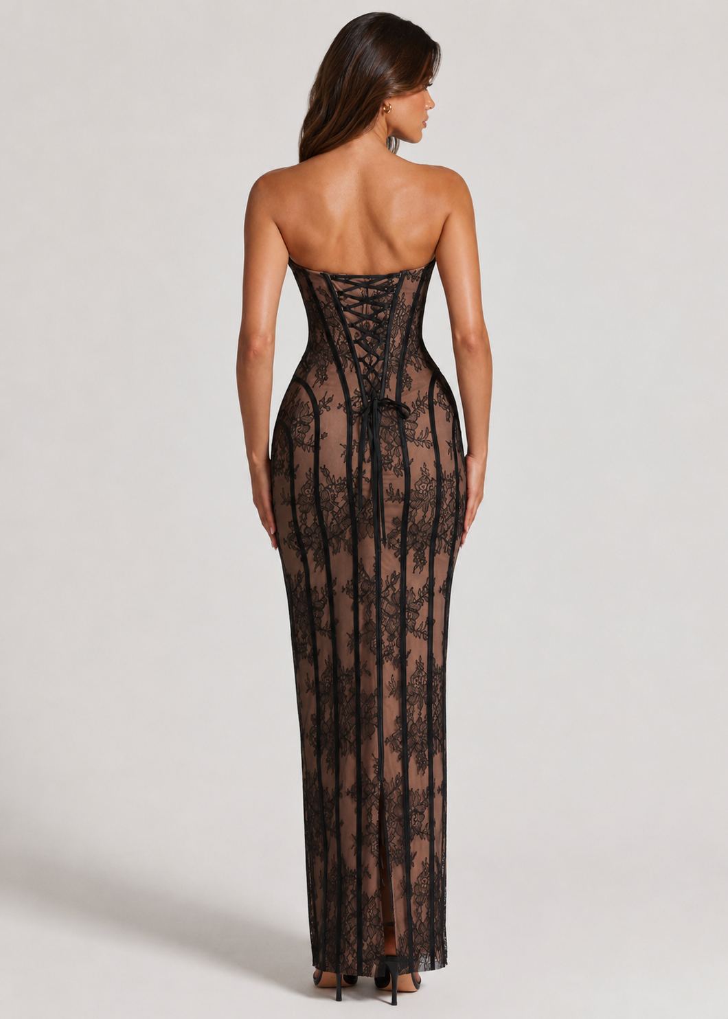 Strapless Lace Corset Maxi Dress