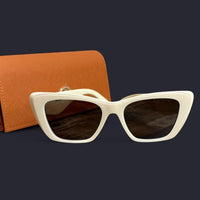 Tory Burch Cat Eye Sunglasses Ivory Frame Brown Lens Designer Shades