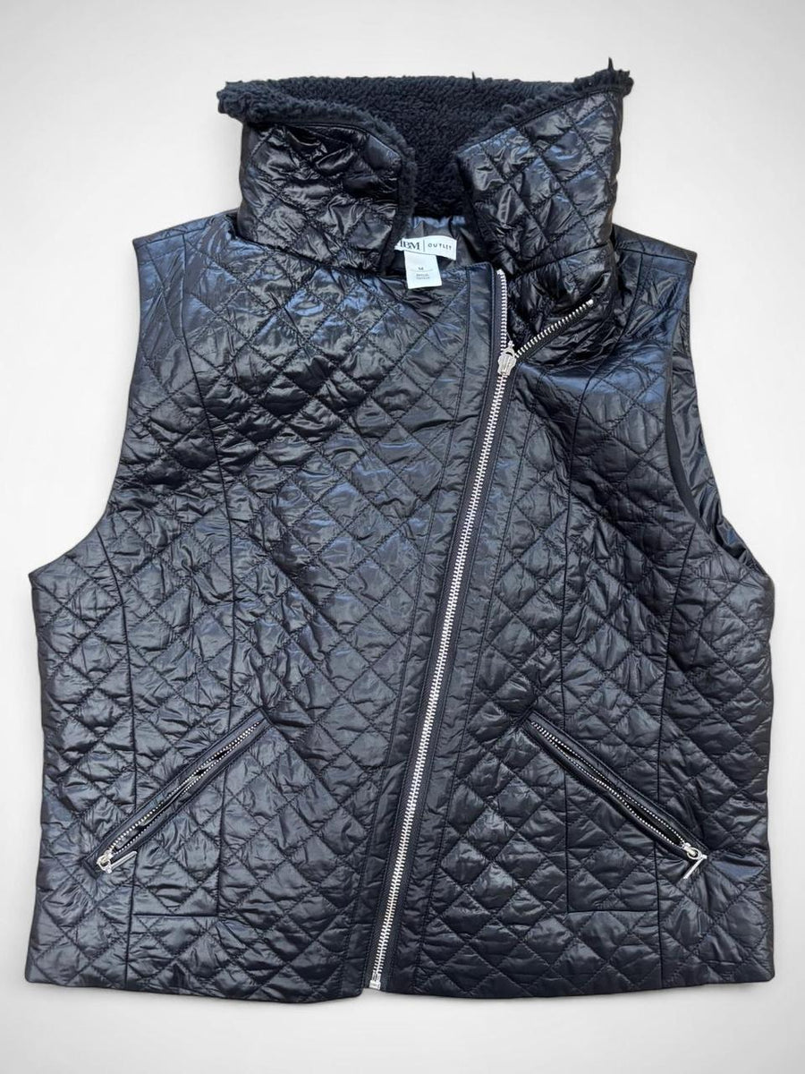 Women’s WHBM Quilted Faux Shearling Vest with Zipper Pockets (Pre-owned)