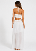 White Crochet Top and Maxi Skirt Set