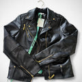 Women’s Small Black Faux Leather Moto Biker Jacket – Mistress Rocks “Drive” - Gloss & Grit