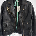Women’s Small Black Faux Leather Moto Biker Jacket – Mistress Rocks “Drive” - Gloss & Grit