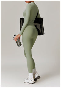 Women’s Soft Two Piece Set, Long Sleeve Crop Top and High Waist Leggings