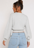 Wrap Tie Cropped Knit Sweater